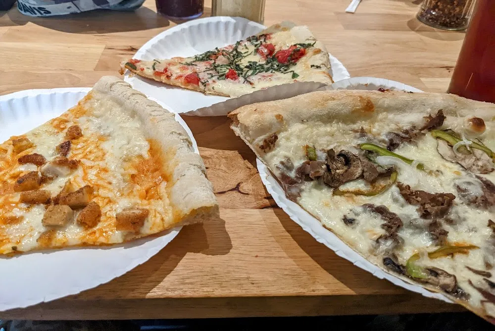 Buffalo Chicken Pizza Margherita Pizza Slice Philly Cheesesteak Pizza Slice